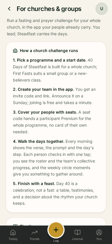 The Steadfast page for churches and groups